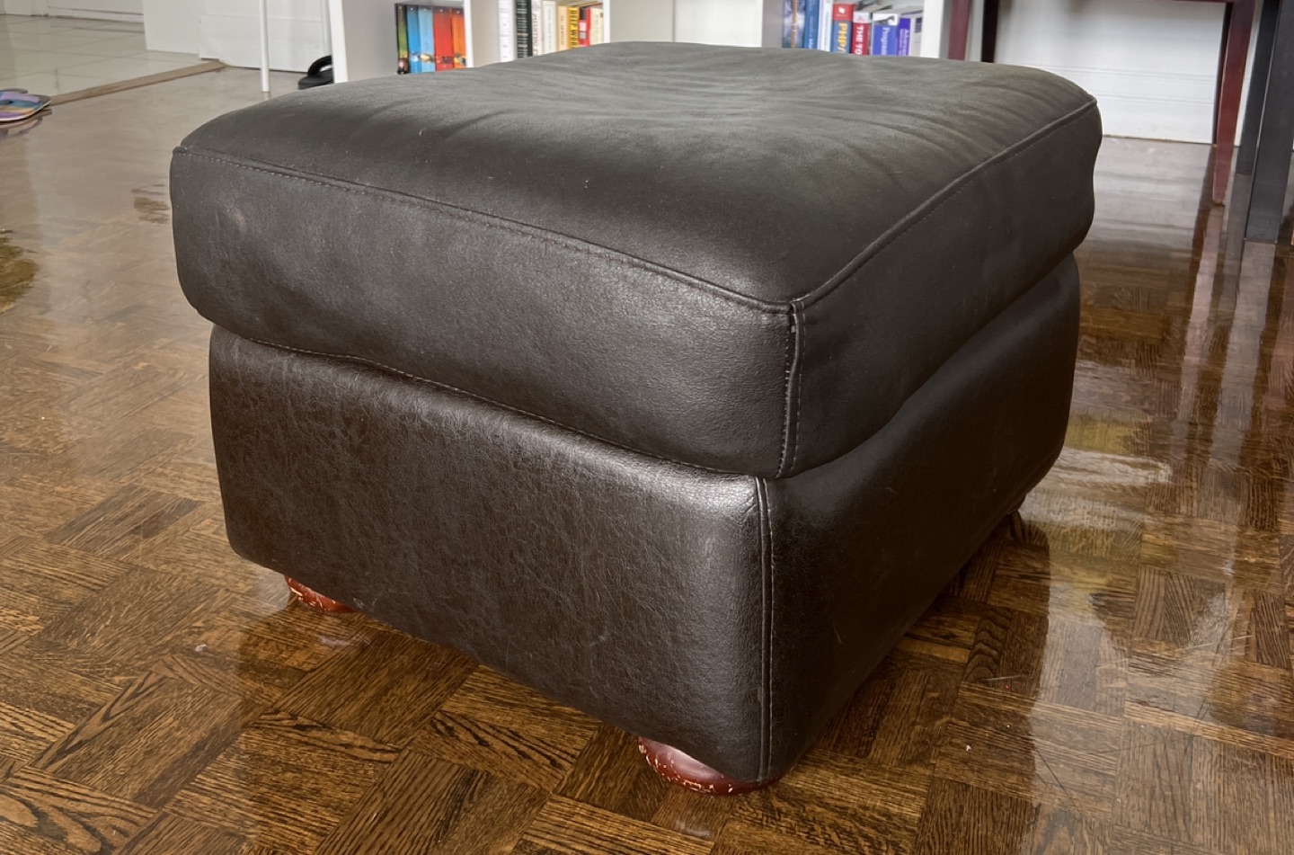 Black Leather Ottoman thumbnail