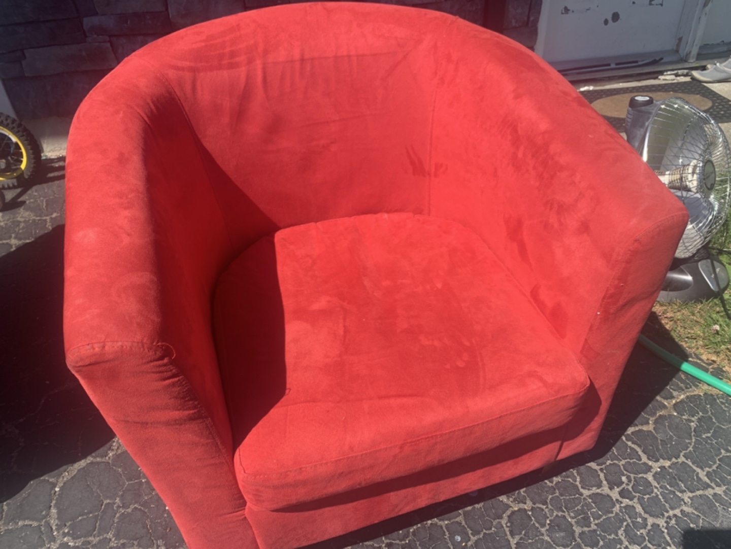 Red Suede Lounge Chair / Single Couch thumbnail