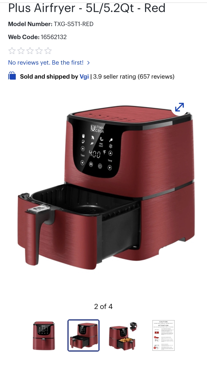 Air fryer  5.2Qt red colour