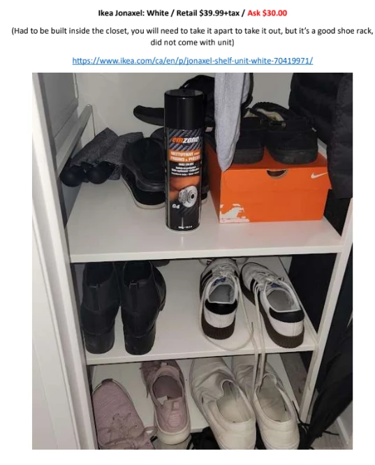 MOVING SALE: Shoe Rack: Ikea Jonaxel: White thumbnail