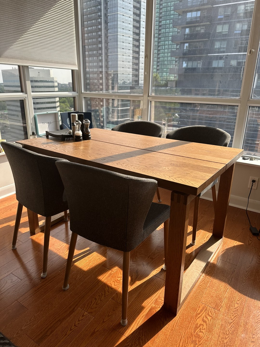 Wooden Dining Table Set, 4 Chairs