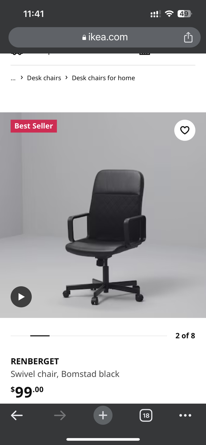 ikea chair（RENBERGET Swivel chair）