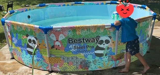Like new 10 ft steel frame pool with pump and cover  - photo 5