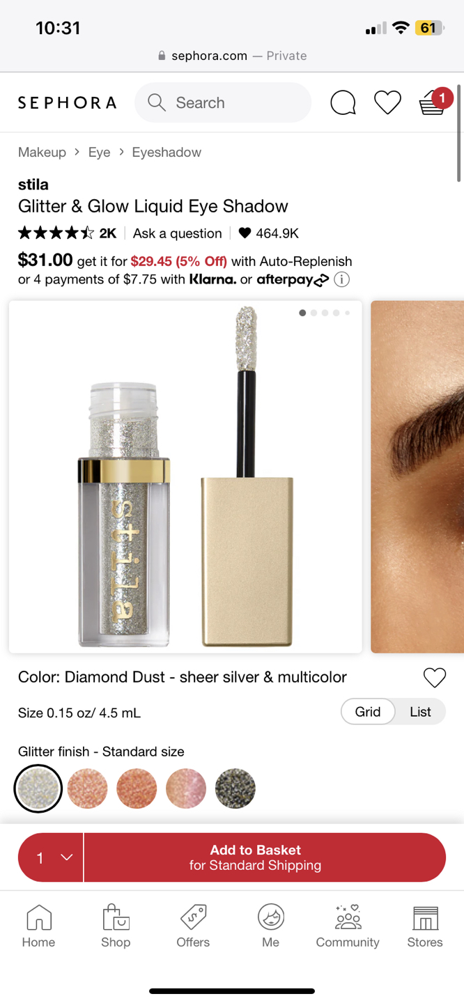 Stila Glitter & Glow Liquid Eye Shadow
