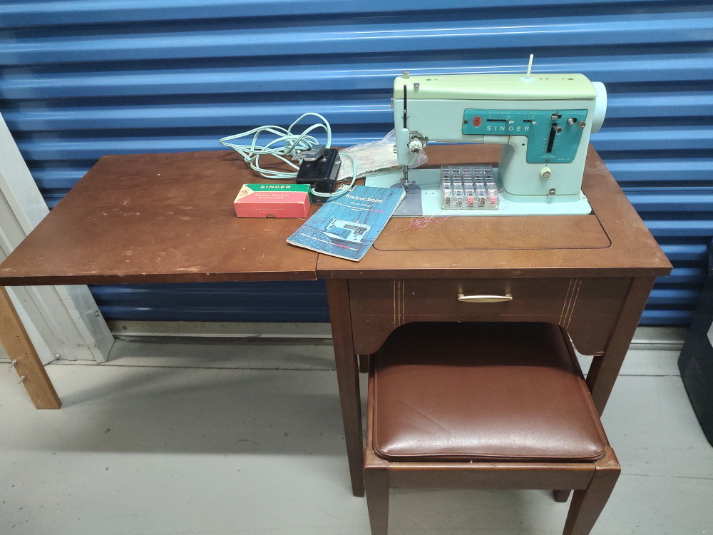 1960s vintage sewing machine with table