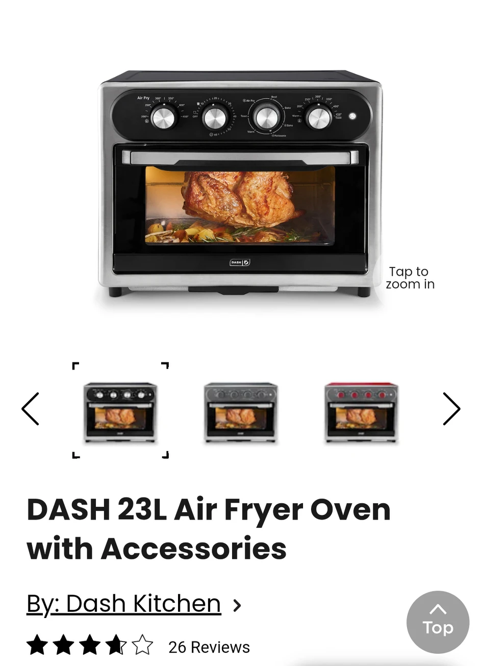 Brand New Dash 23L Air Fryer Oven with Accessories thumbnail