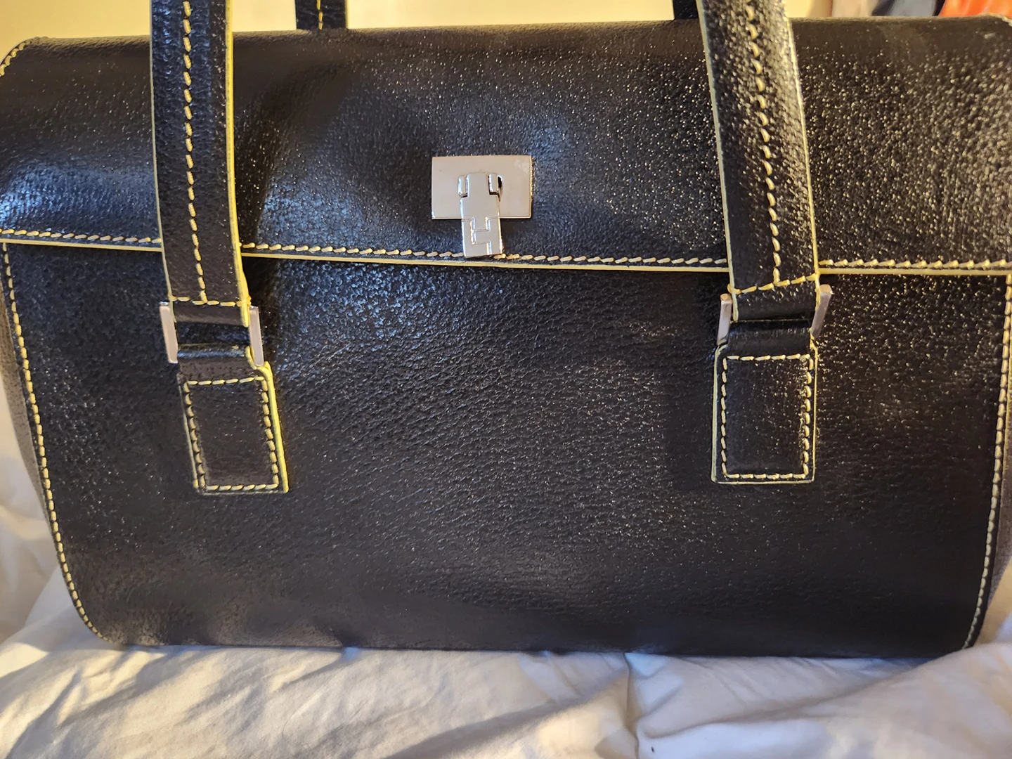 Lambertson black leather handbag, made in Italy image indicator(2)