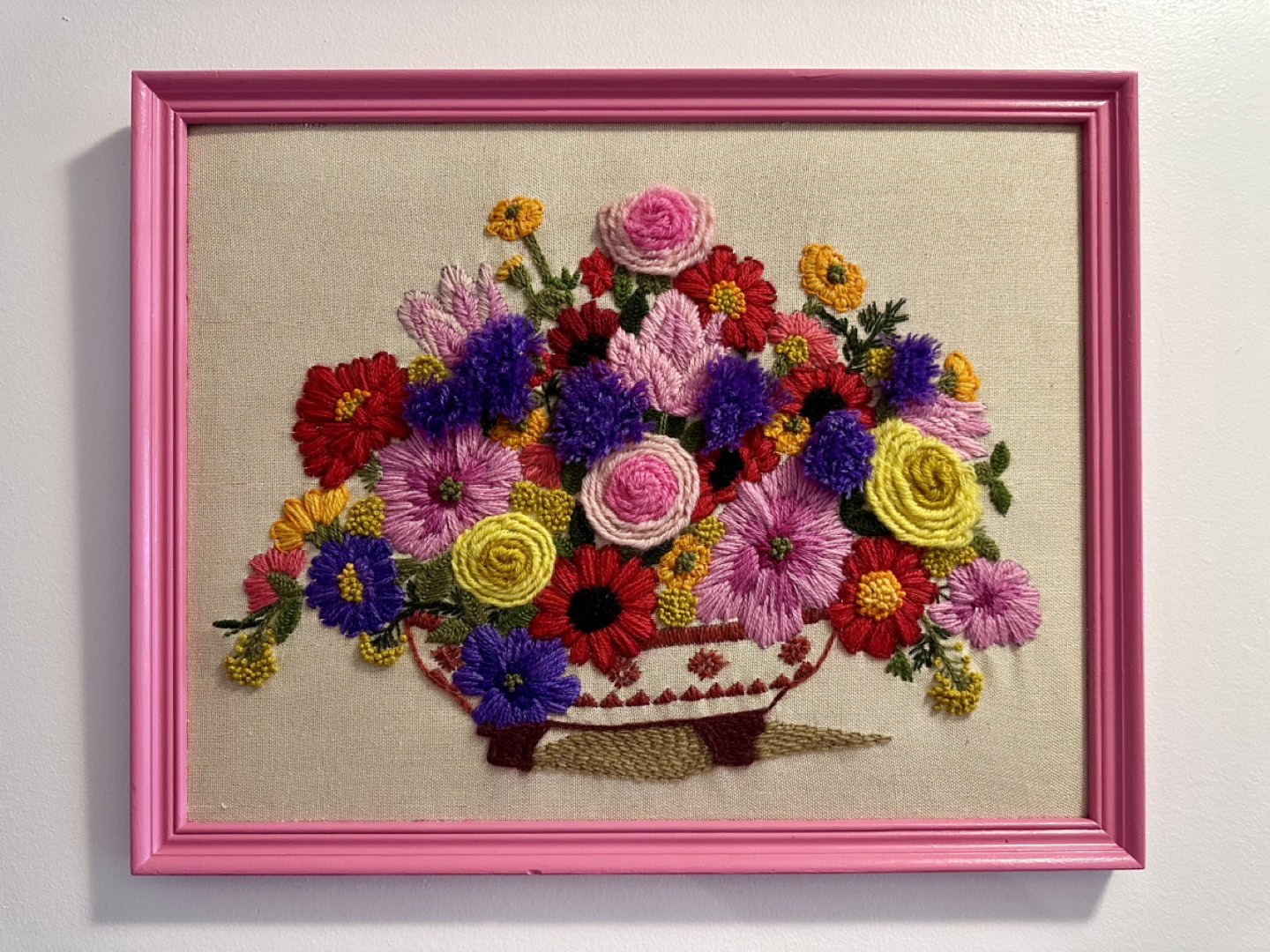 Vintage Needlepoint Flower Art thumbnail