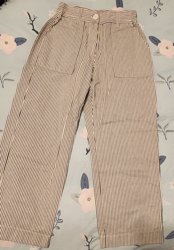 OAK + FORT Cropped Twill Wide Leg Pants / Size XS / Mid-rise thumbnail