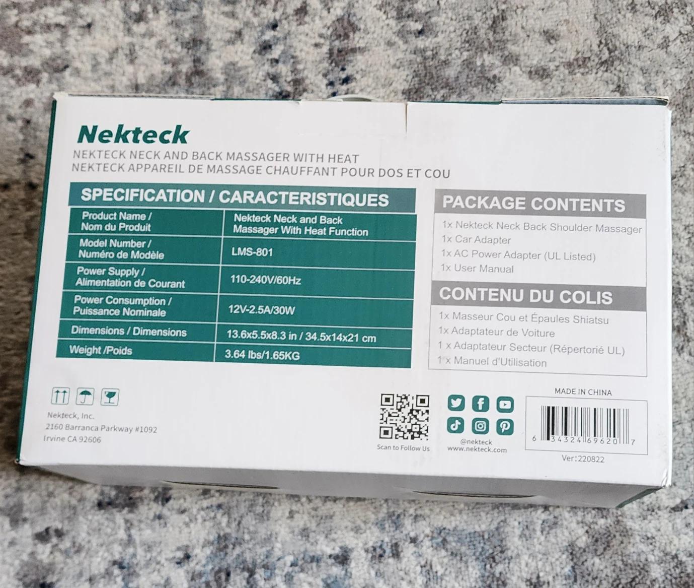 Nekteck - Neck and back massager with Heat image indicator(2)