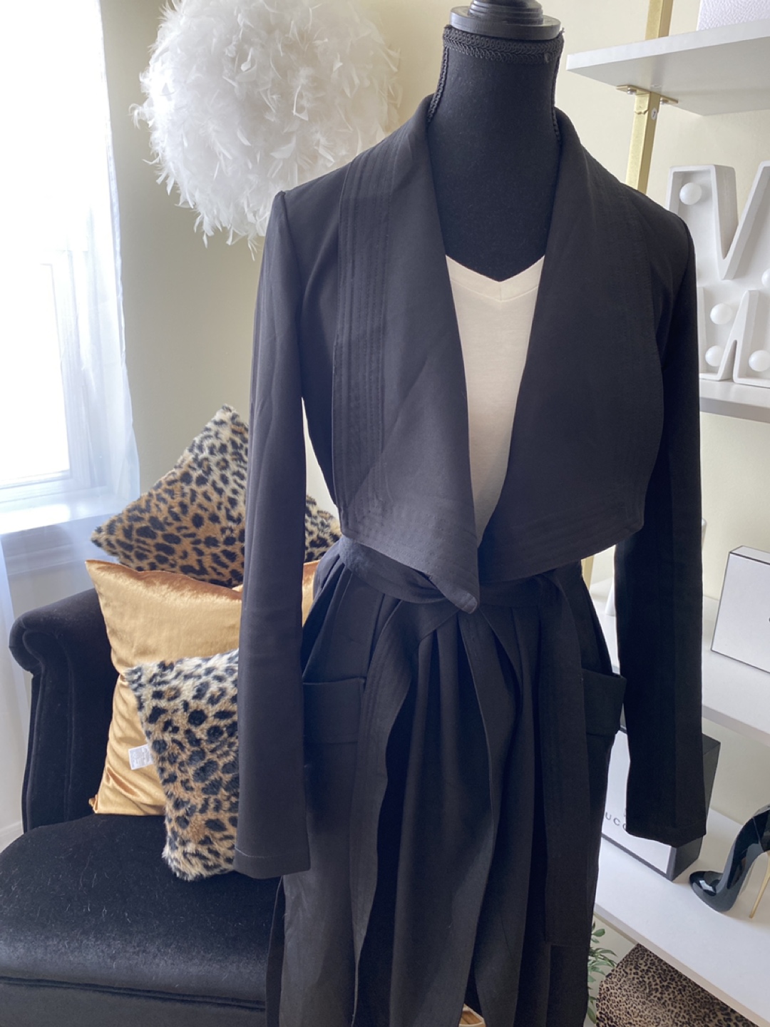 Black jacket with belt thumbnail