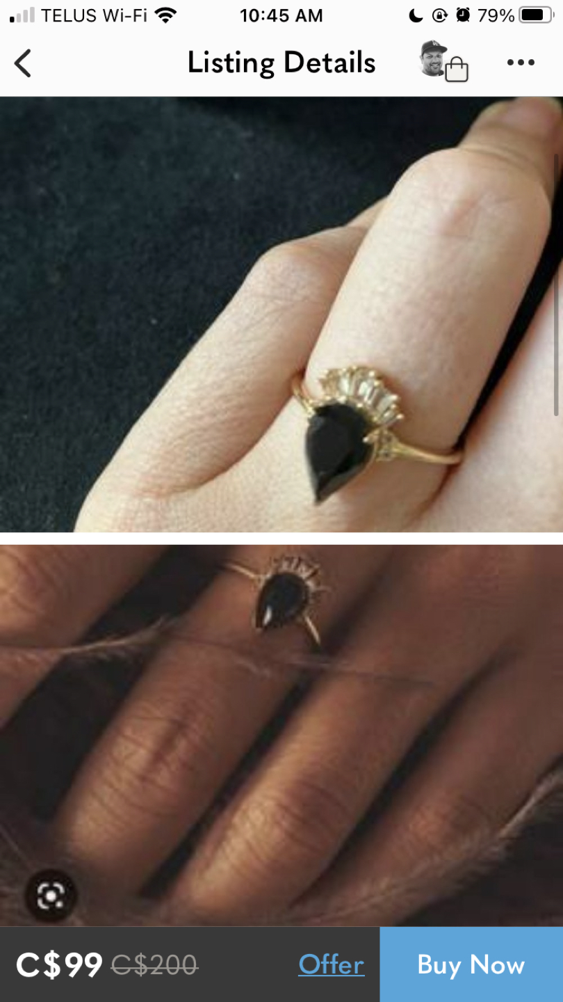 Melanie Auld moonstone & Onyx 14k gold vermeil monet ring thumbnail