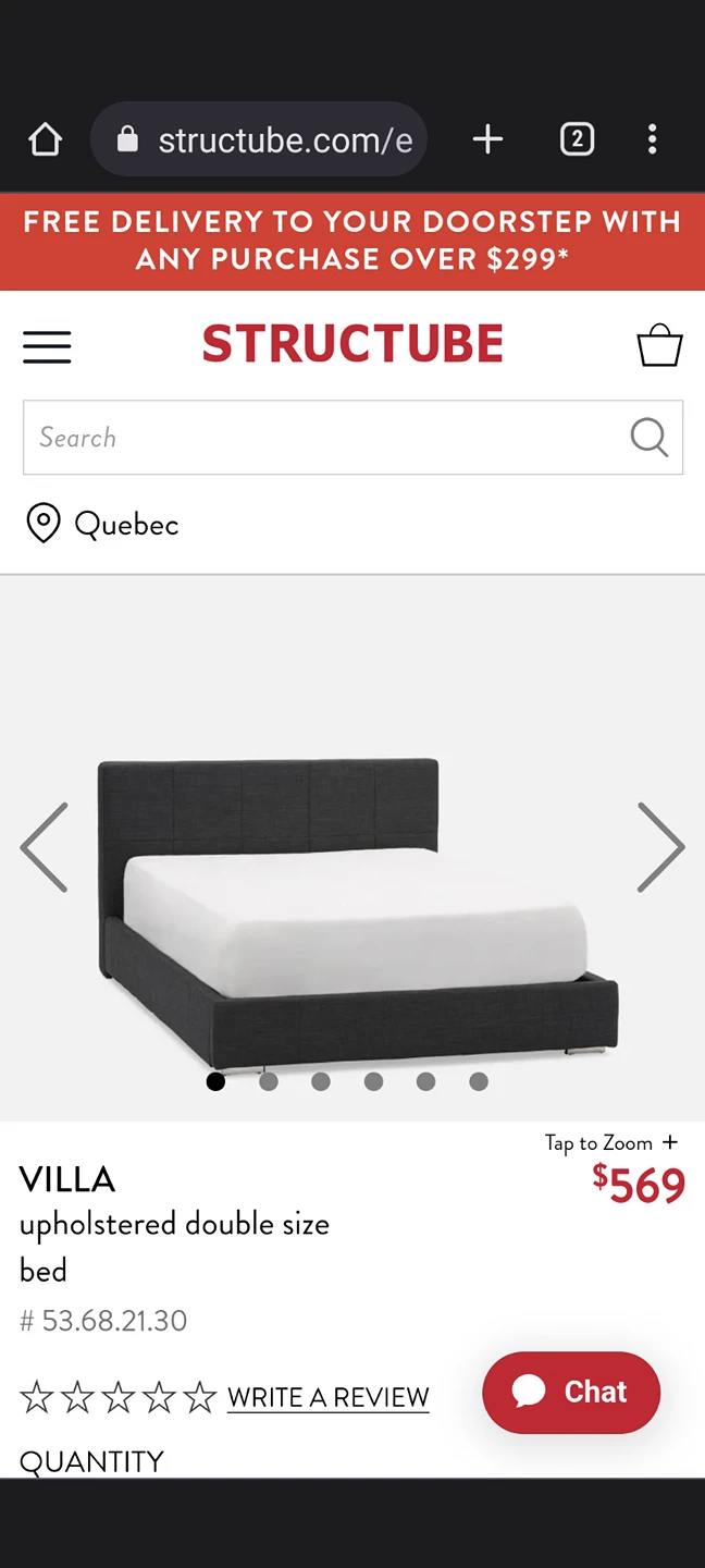 Structube Double Bed Frame: Pick-Up Only