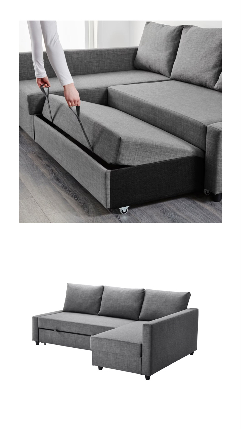 Dark Gray Corner Sofa-bed with Storage (Ikea) - photo 3