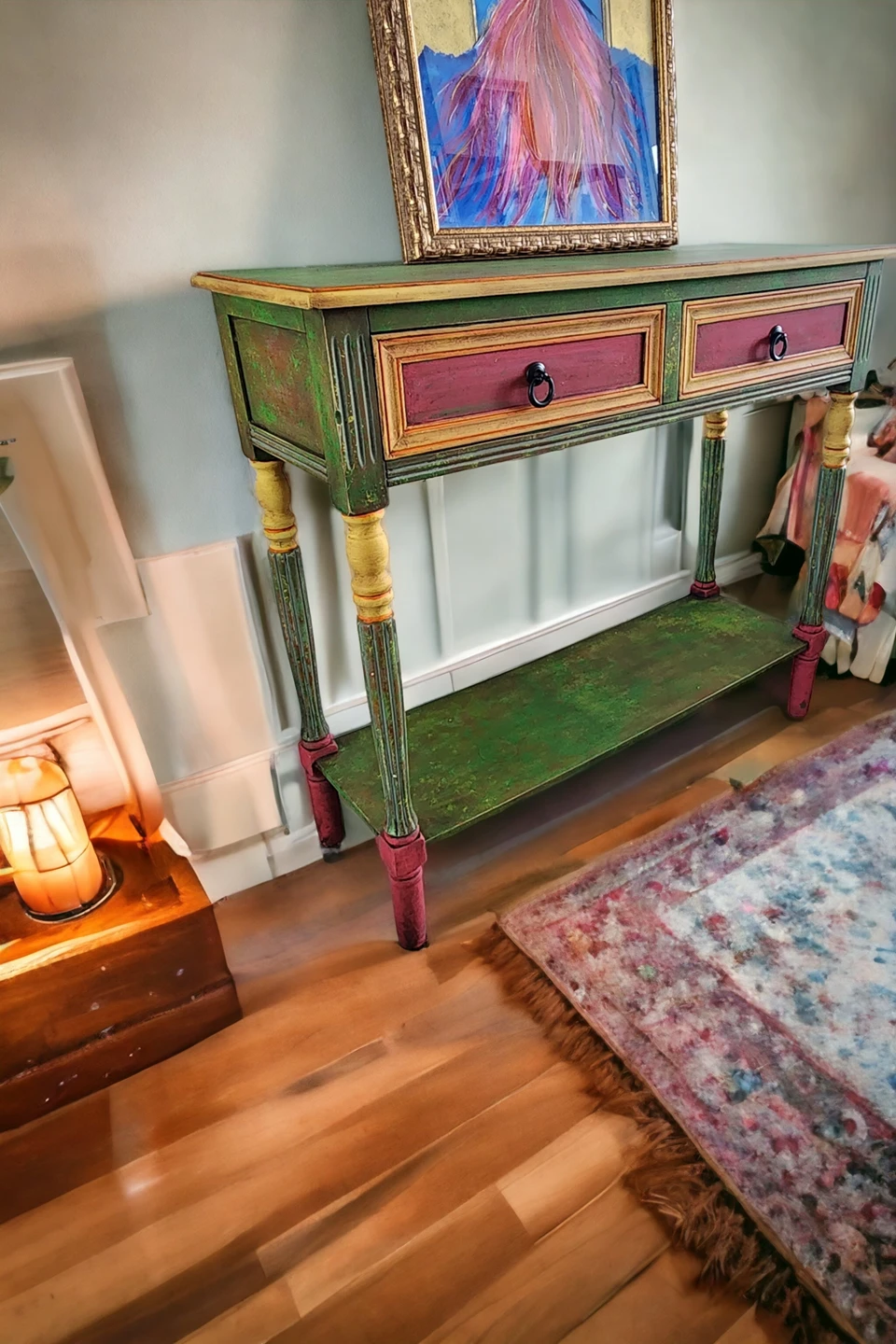 indian style handpainted side table - photo 2