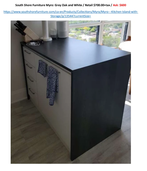 MOVING SALE: Kitchen Island: South Shore Furniture Myro thumbnail