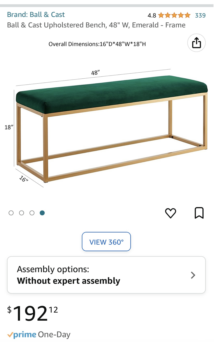 Upholstered Bench, 48” - photo 2