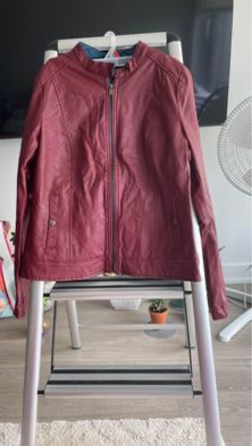 Stylish Women’s maroon solid biker Jacket Size :L