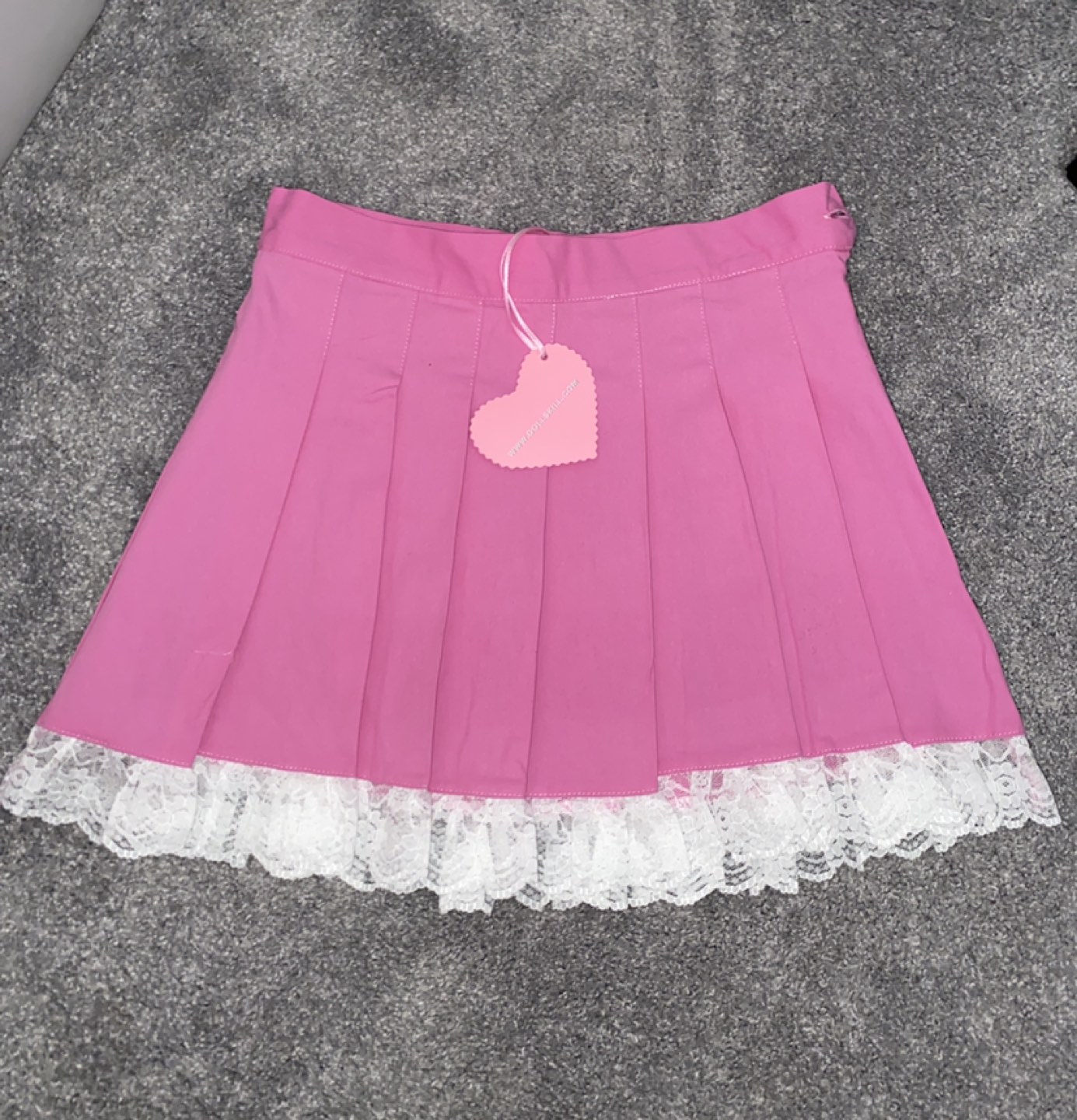 Dollskill Pink Pleated Mini Skirt with lace trim (xs) thumbnail