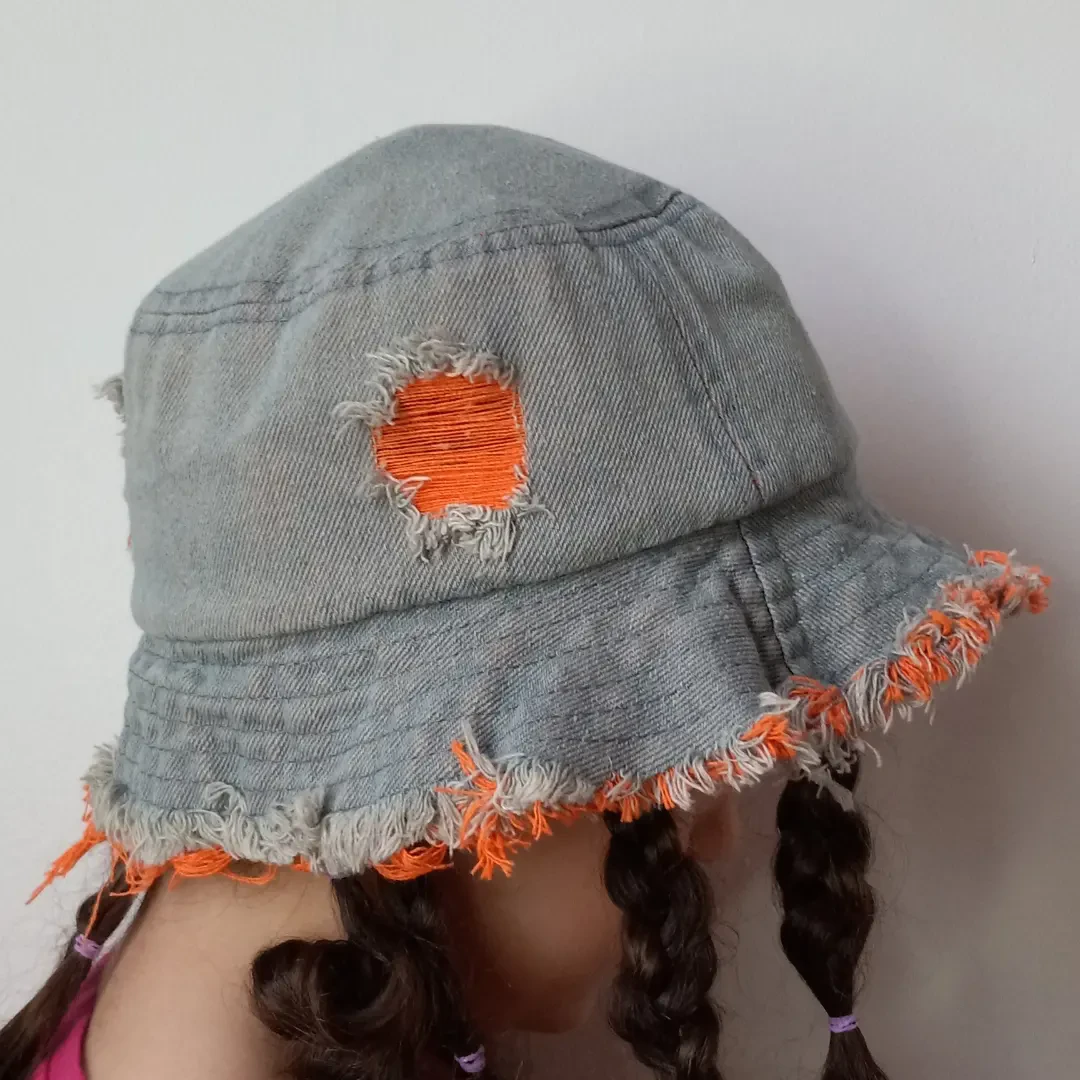 Raw Edge Ripped Denim Toddler Bucket Hat - photo 2