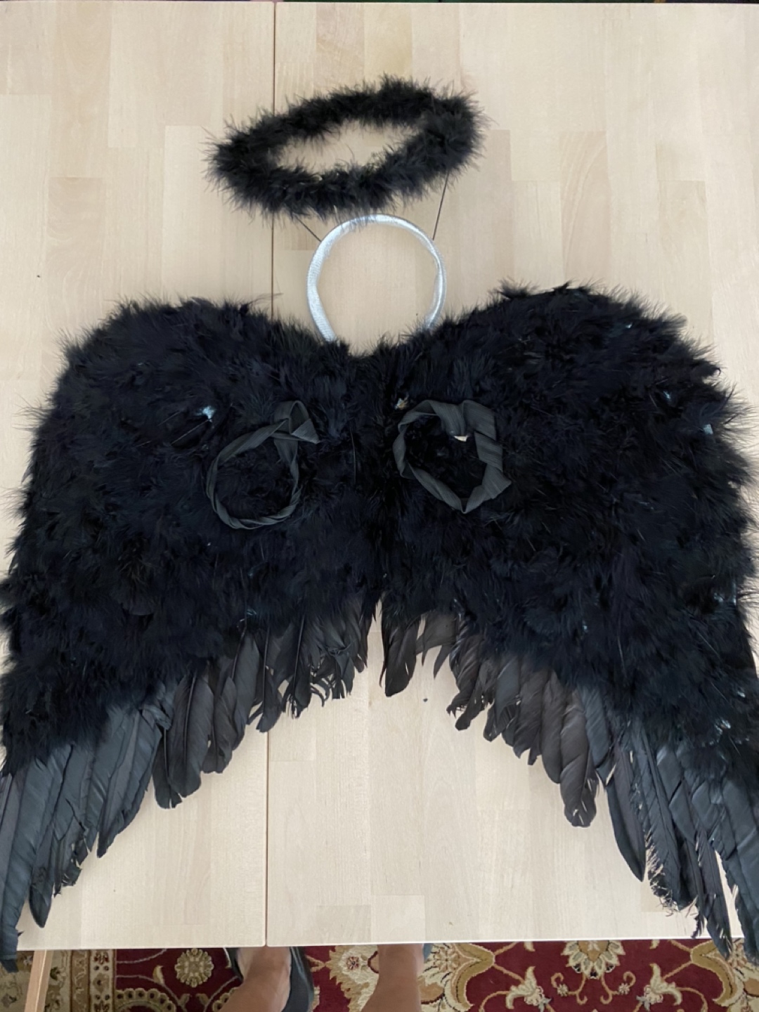Black wings and halo costume