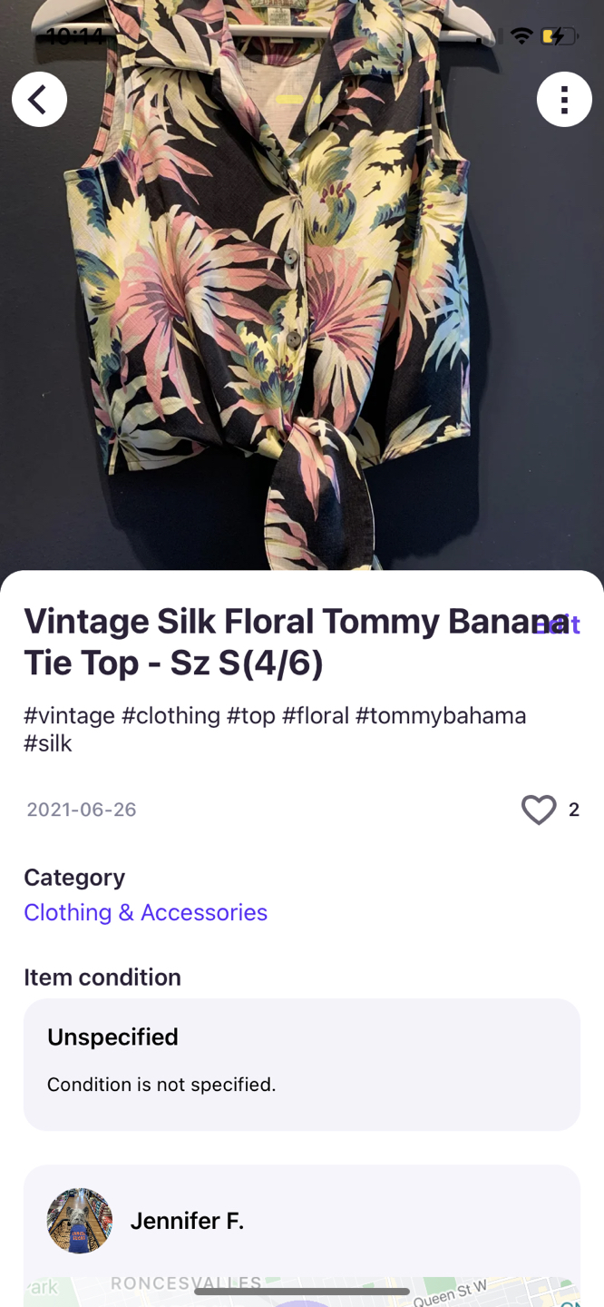 Vintage Tommy Bahama Silk Top - Small (4/6) image indicator(3)