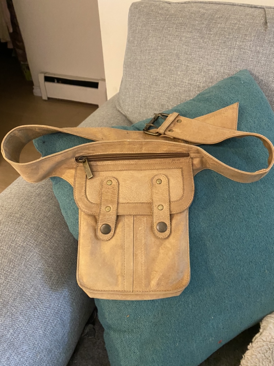 Soft leather Fanny pack. Handmade thumbnail