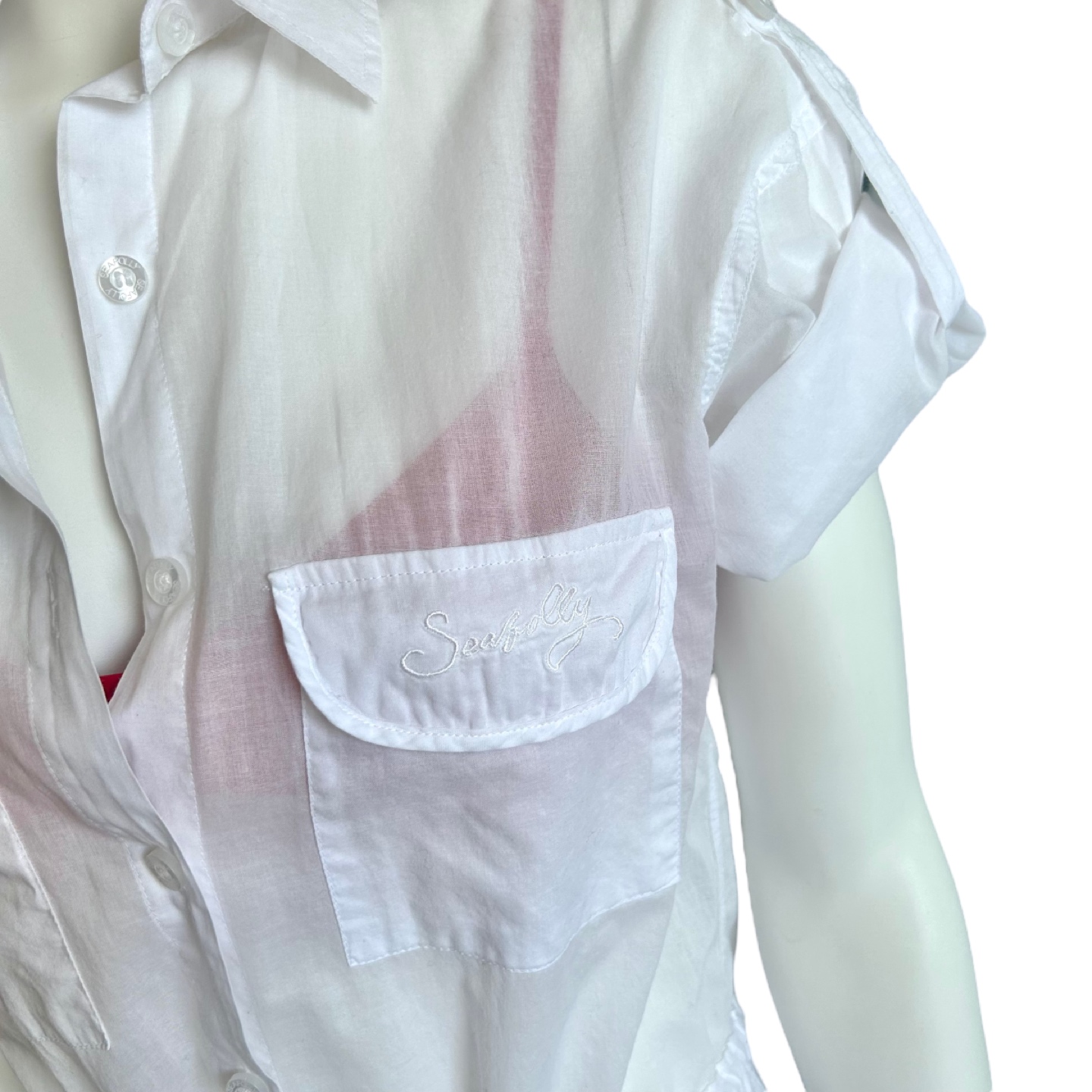 Seafolly Australia White Cotton Beach Coverup XS image indicator(4)