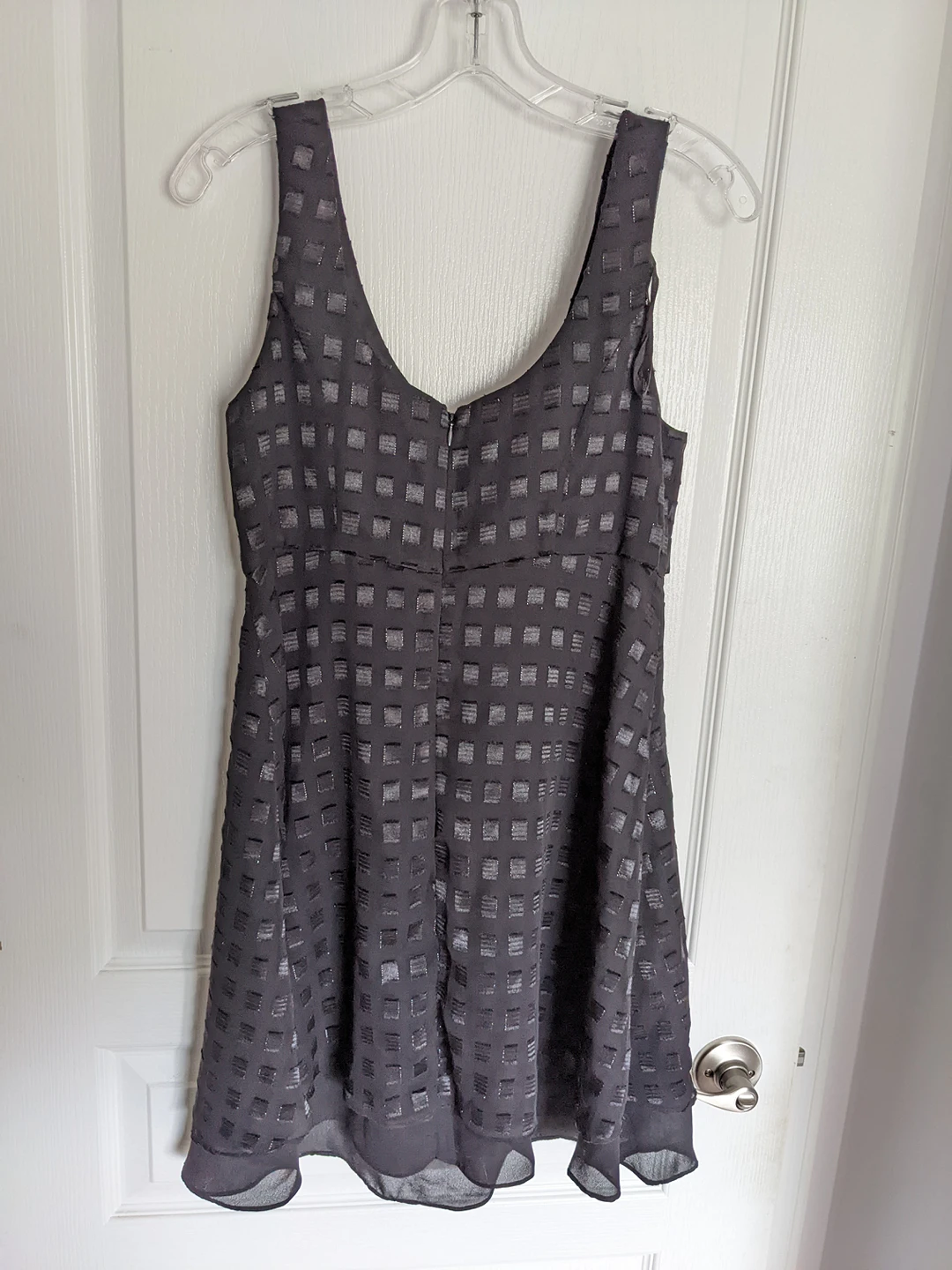 Dawn Joy Black Layered dress with a square pattern and ribbon image indicator(2)