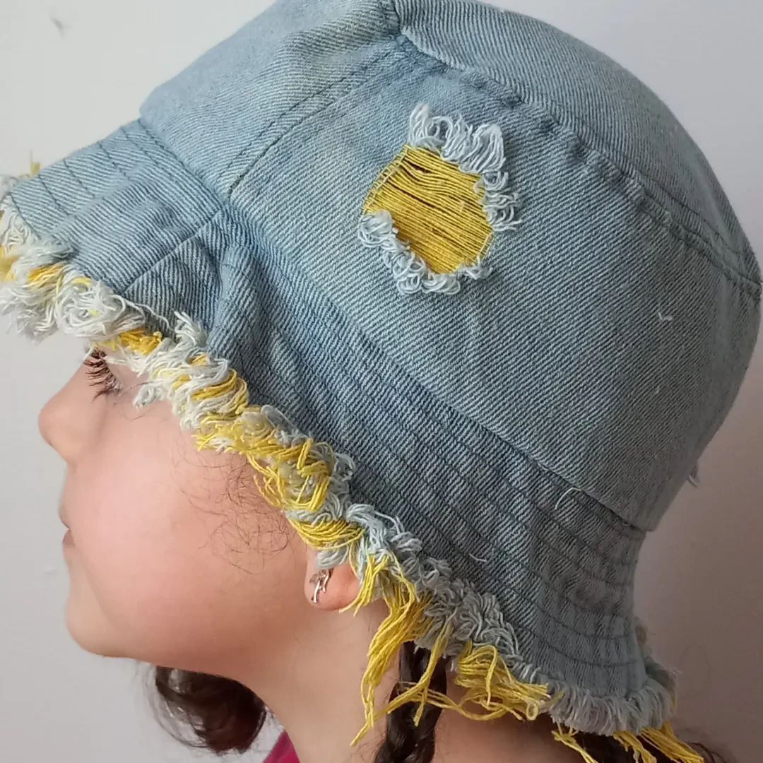 Raw Edge Ripped Denim Toddler Bucket Hat