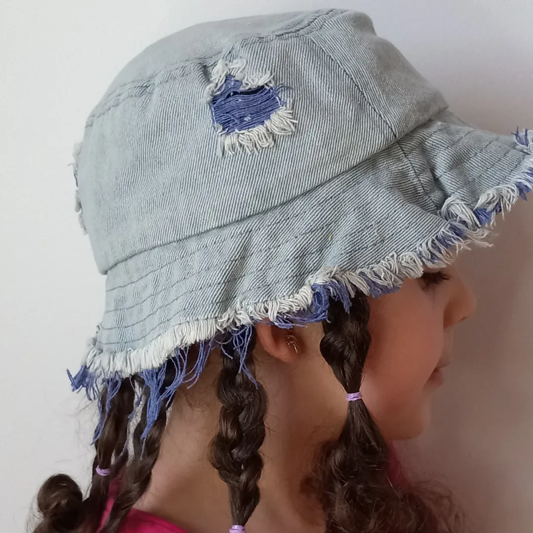 Raw Edge Ripped Denim Toddler Bucket Hat - photo 3