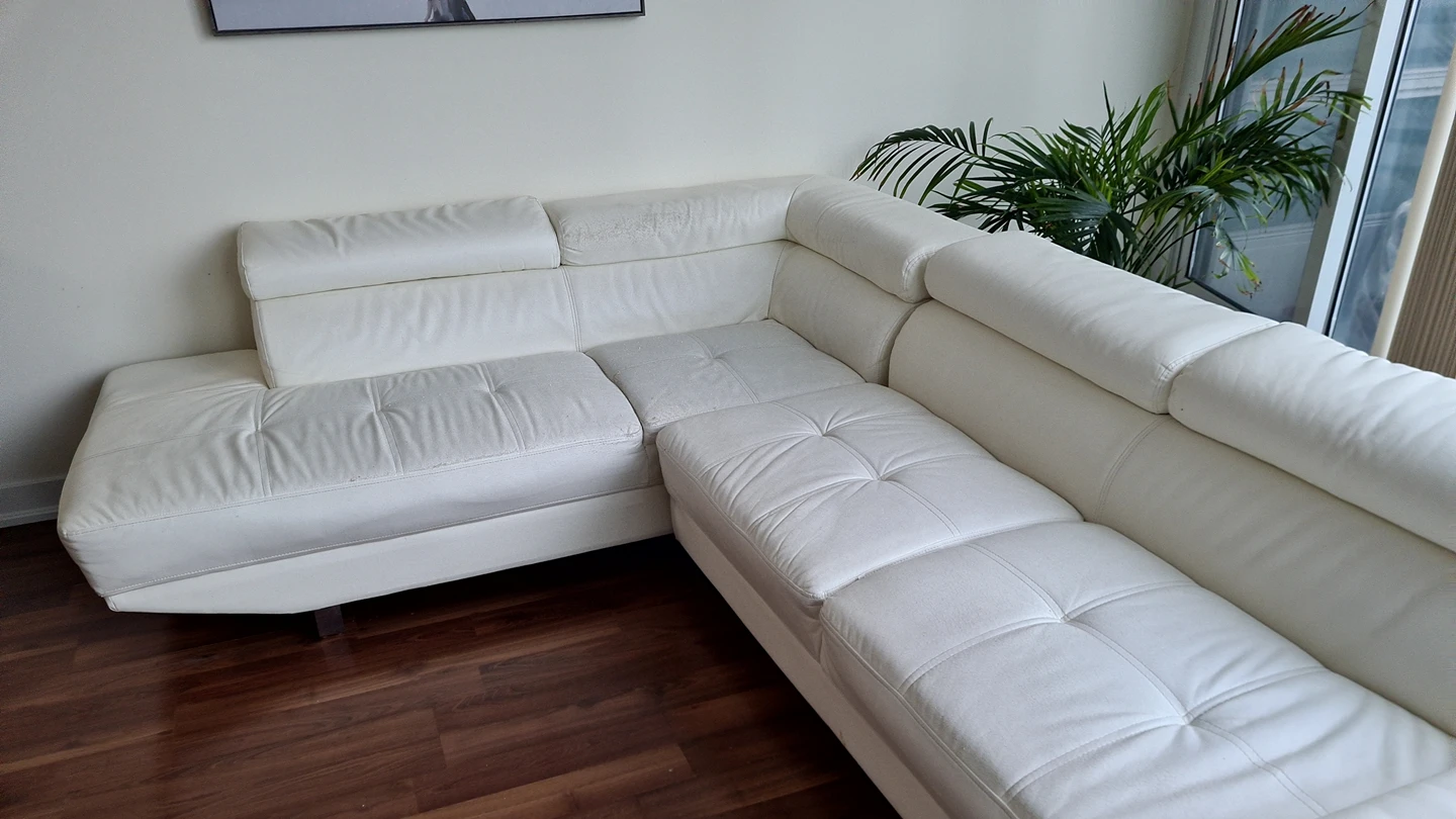 White Sectional Sofa- Seats 6, Reclining Headrests - photo 2