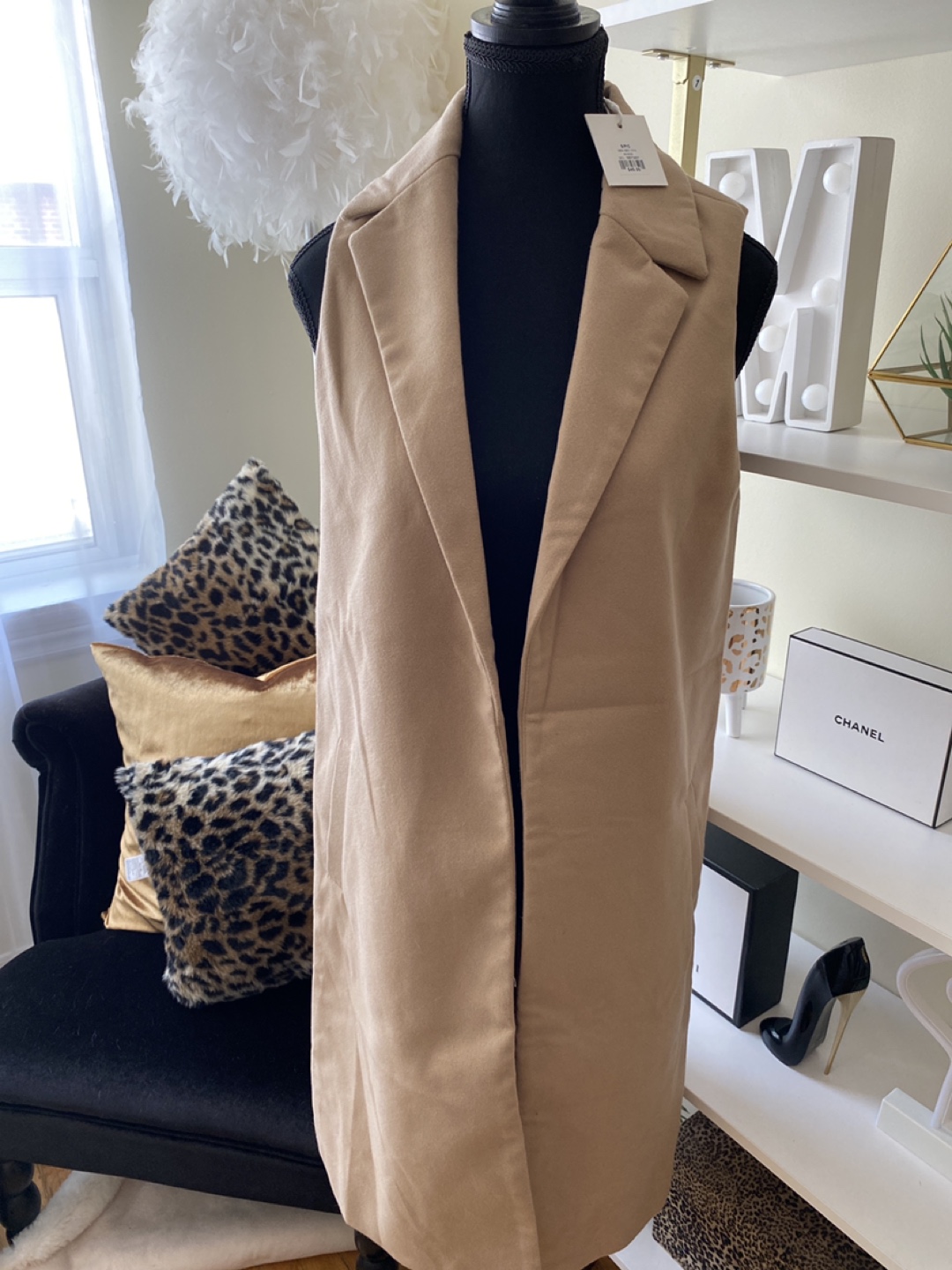 Faux  suede, beige blazer thumbnail