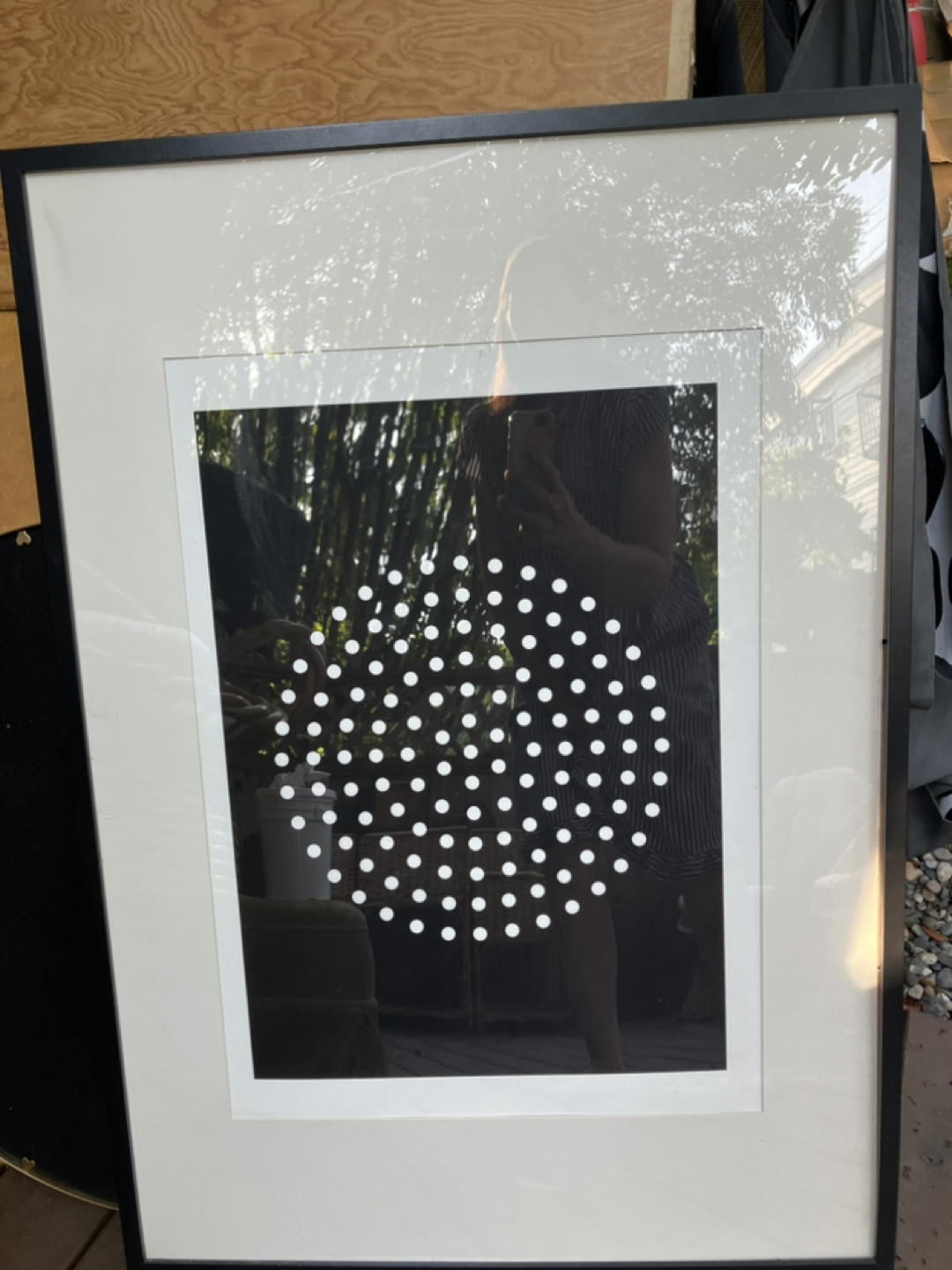 Polka dot modern art in large black frame thumbnail