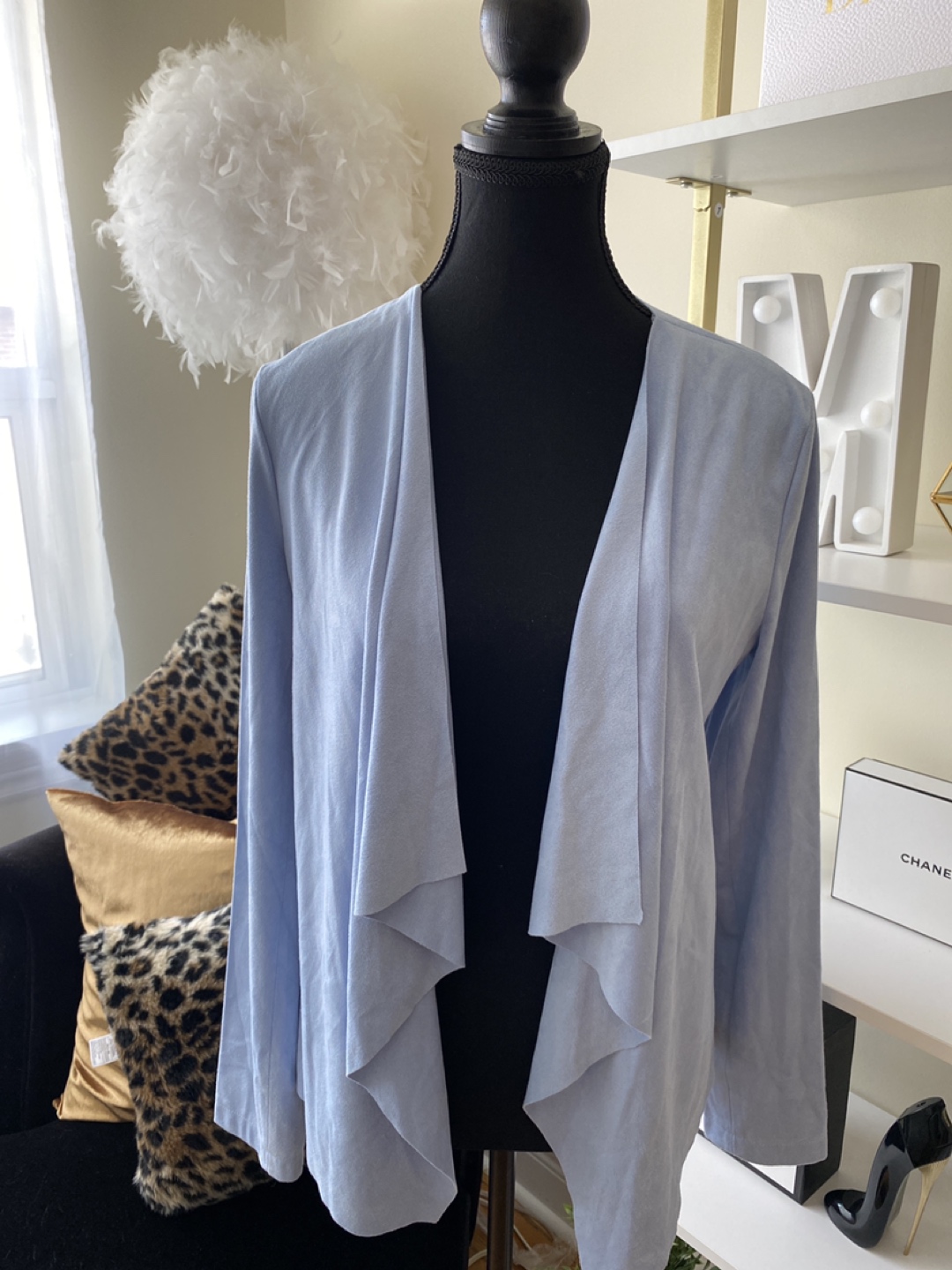 Light blue suede blazer thumbnail