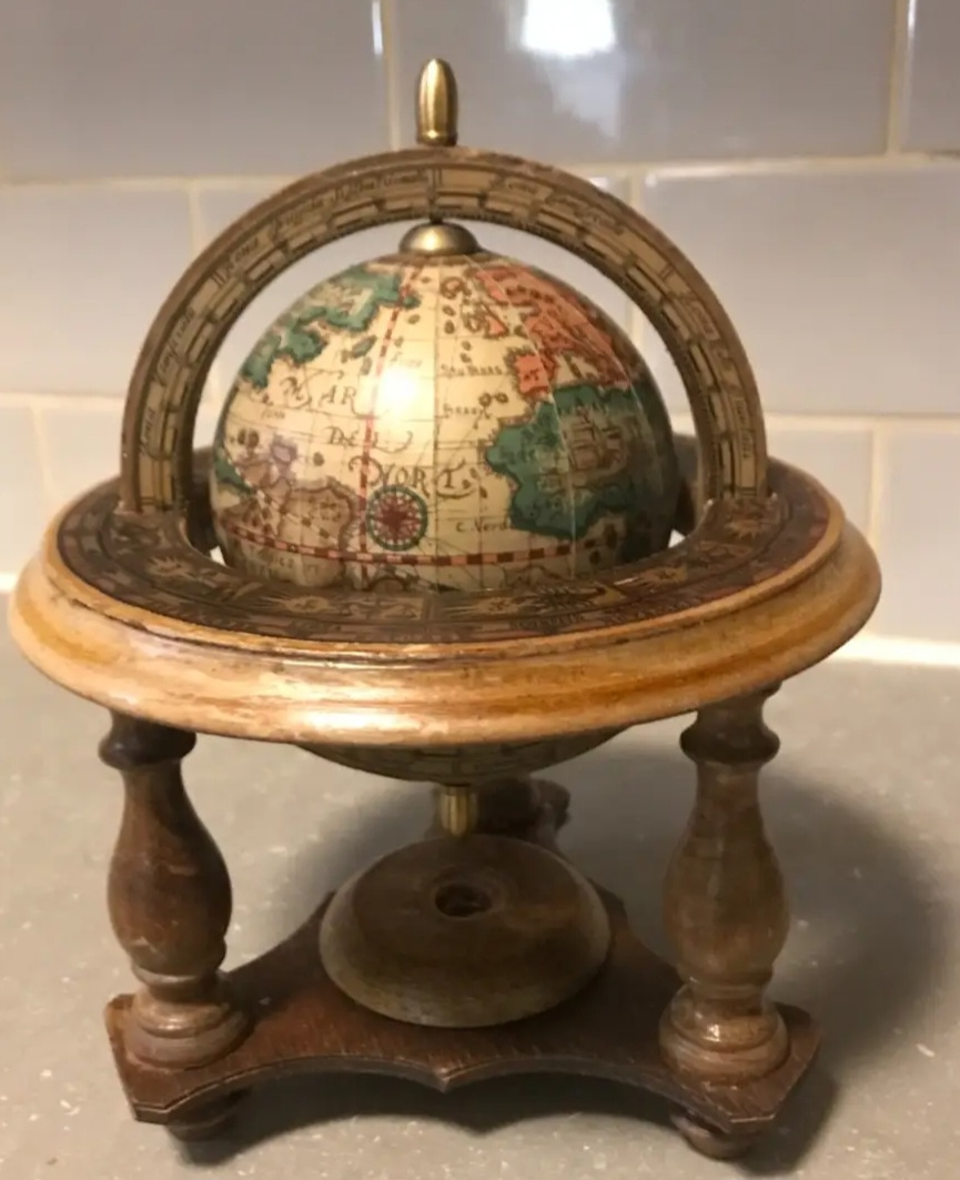 VINTAGE ZODIAC GLOBE MADE OF WOOD thumbnail