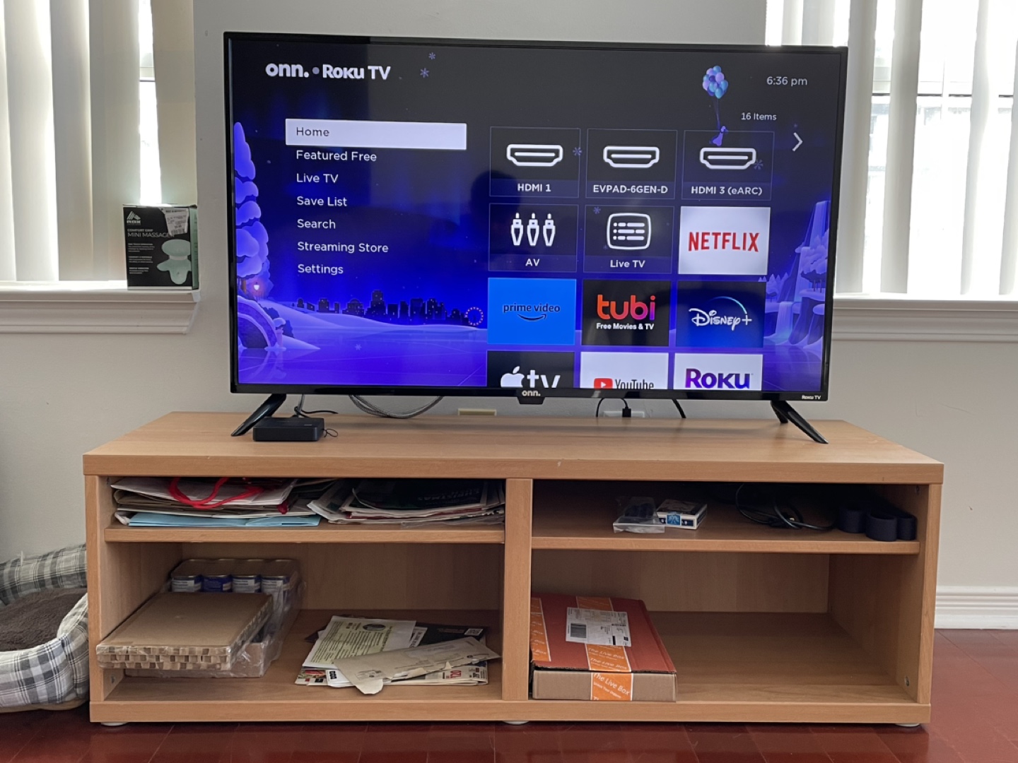 Onn 43” 4K UHD smart tv + wooden tv stand thumbnail