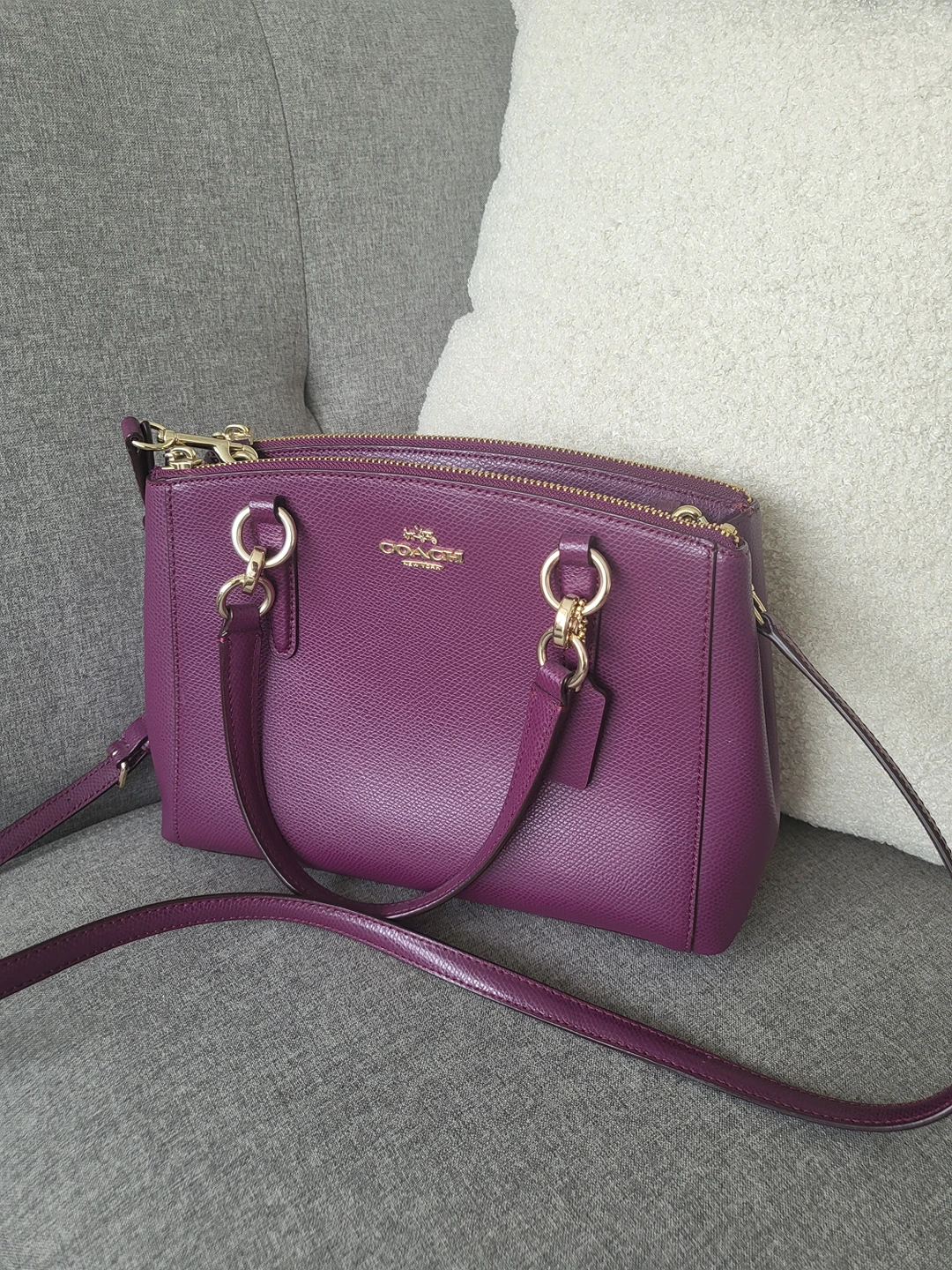 Coach Dual Zipper Purple Handbag
