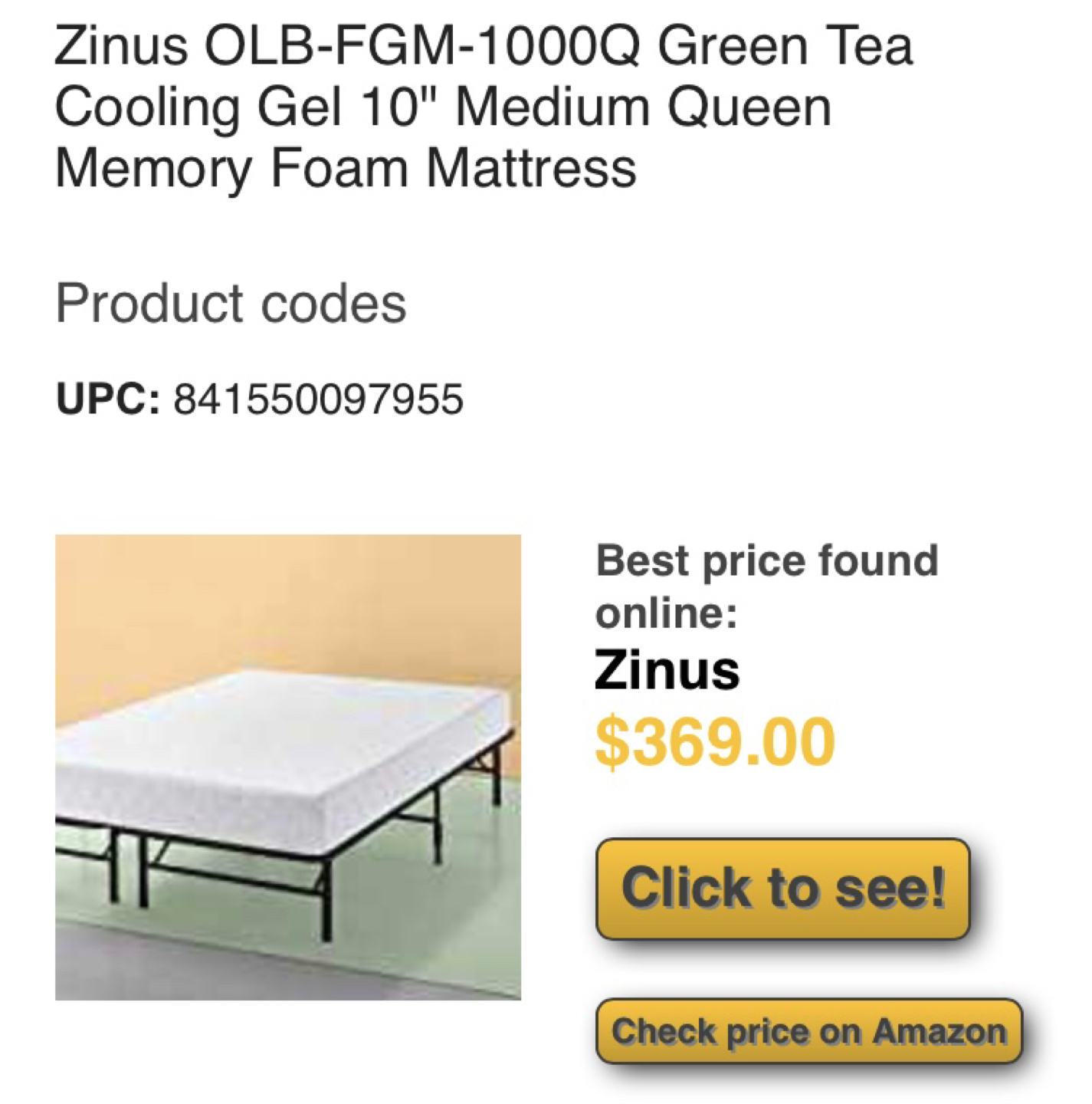 Zinus 10inch Queen foam Mattress (cover, protector all included) image indicator(2)