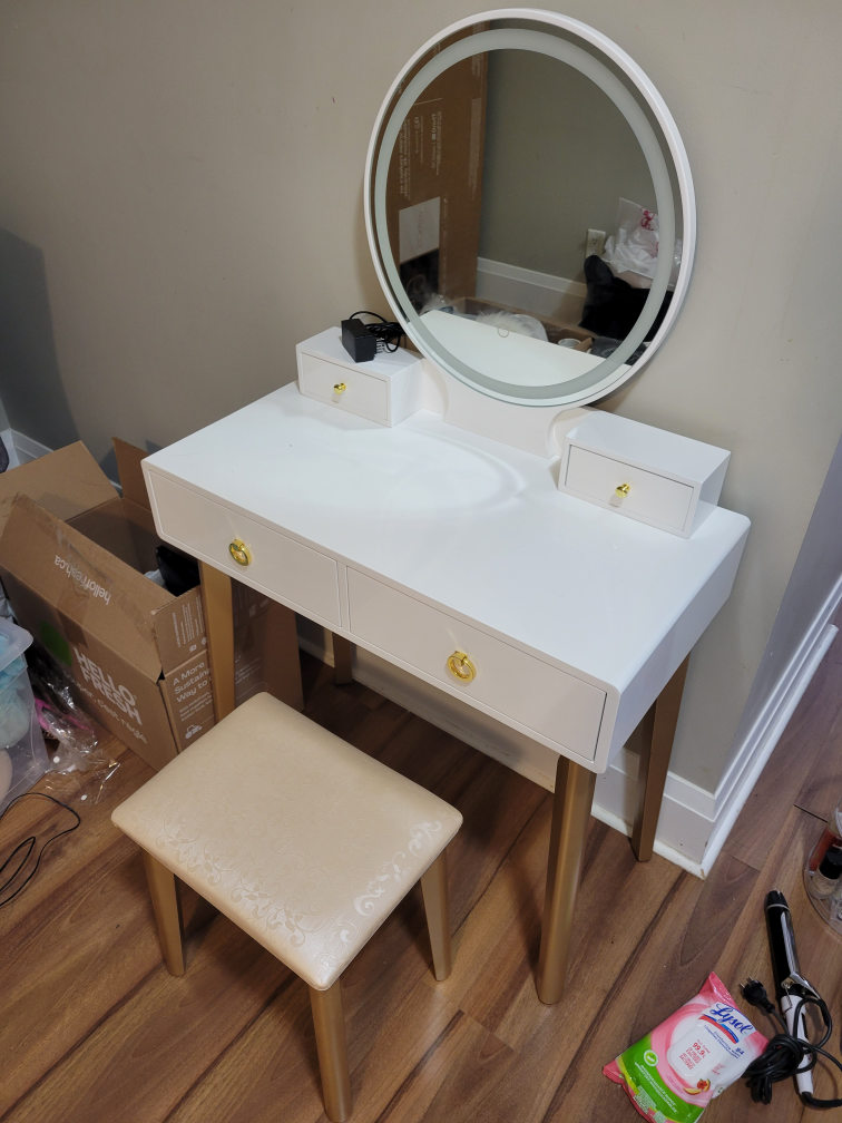 Makeup Vanity Set (LED Mirror + Chair) thumbnail