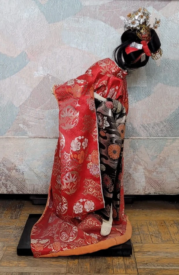 Japanese Antique Geisha Doll In Kimono Traditional Dress image indicator(2)