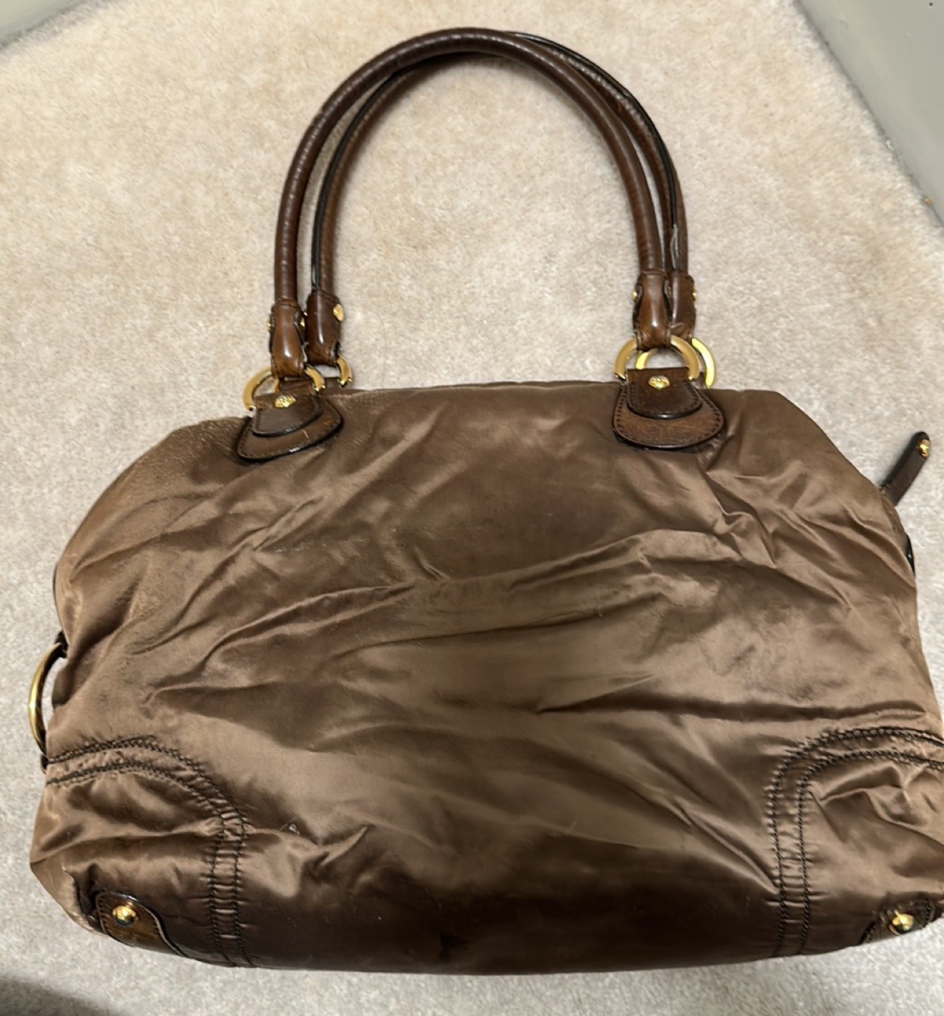 Tod’s used authentic leather trimmed tote in olive green - photo 2