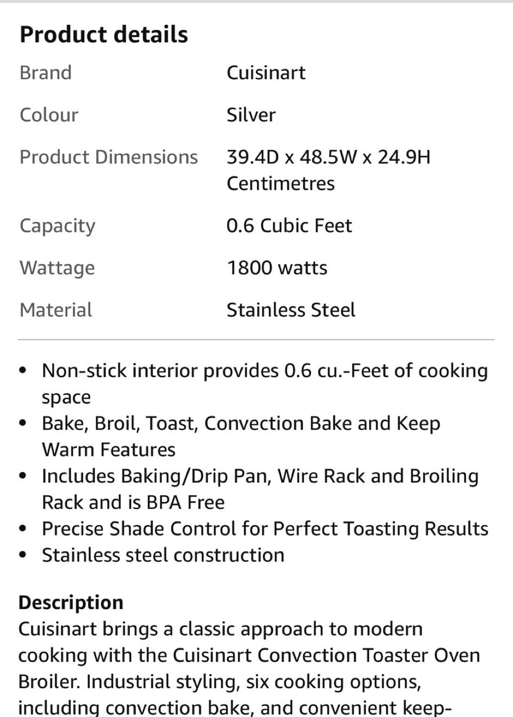 Cuisinart Convection Oven & Toaster - photo 5