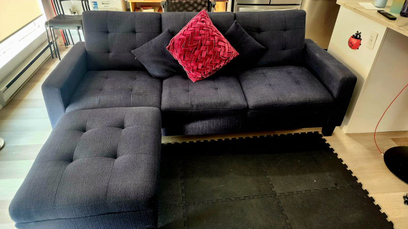 sectional sofa with ottoman in denim blue - photo 2