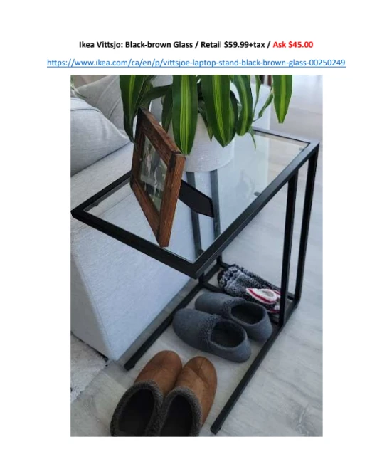 MOVING SALE: Side Table: Ikea Vittsjo: Black-brown Glass thumbnail