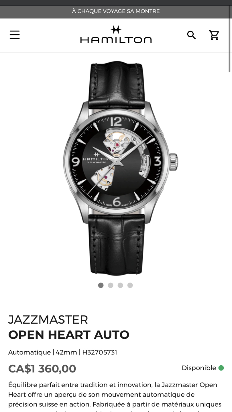 NEW: Hamilton - Jazzmaster open heart automatic men’s watch thumbnail