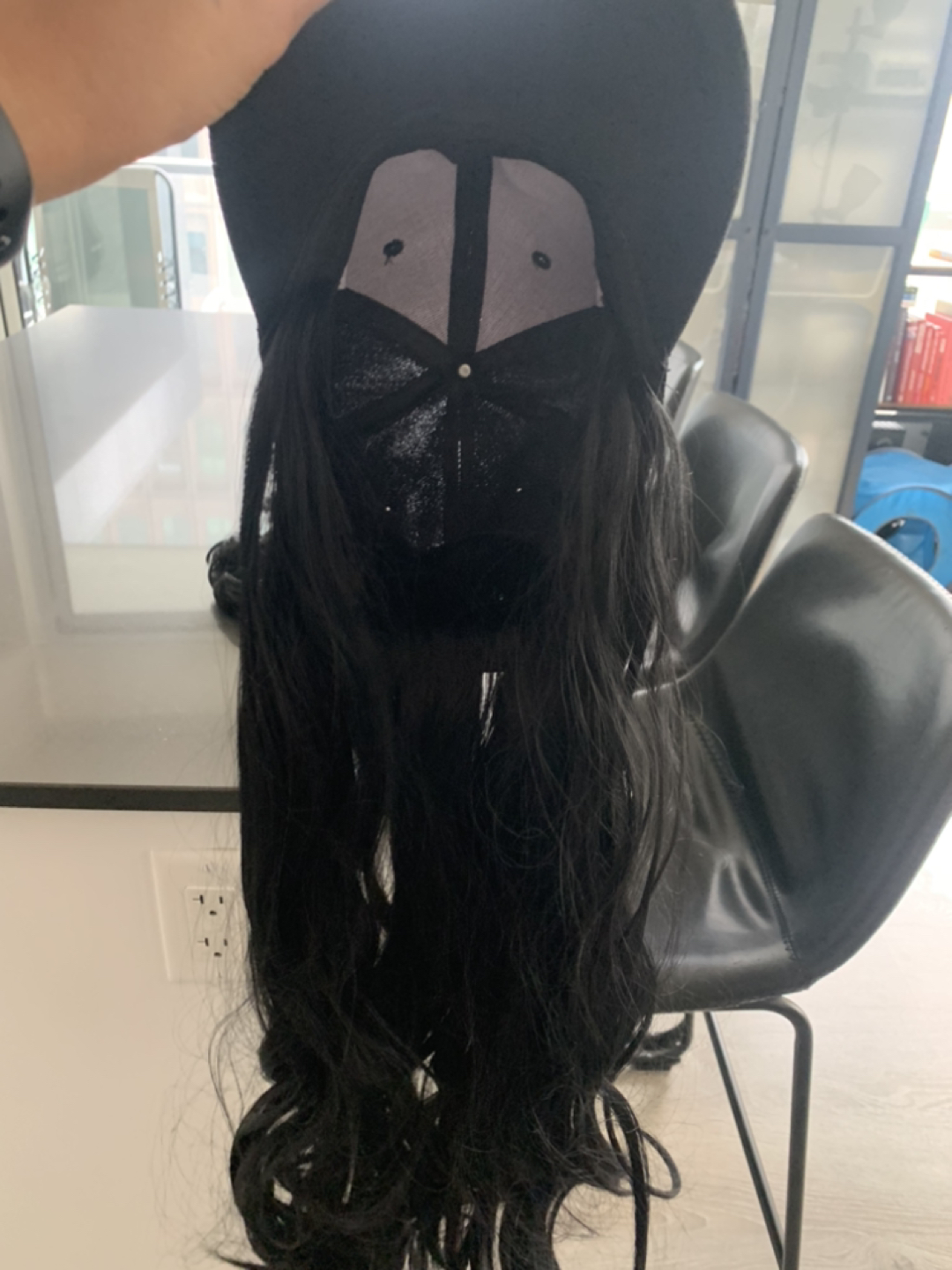 Two hair scrunchies and baseball cap with extensions sewn in image indicator(4)