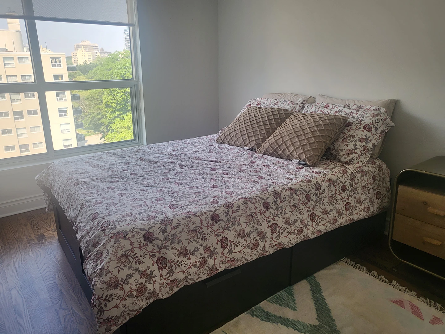 ikea double bed with four drawer and bloom mattress