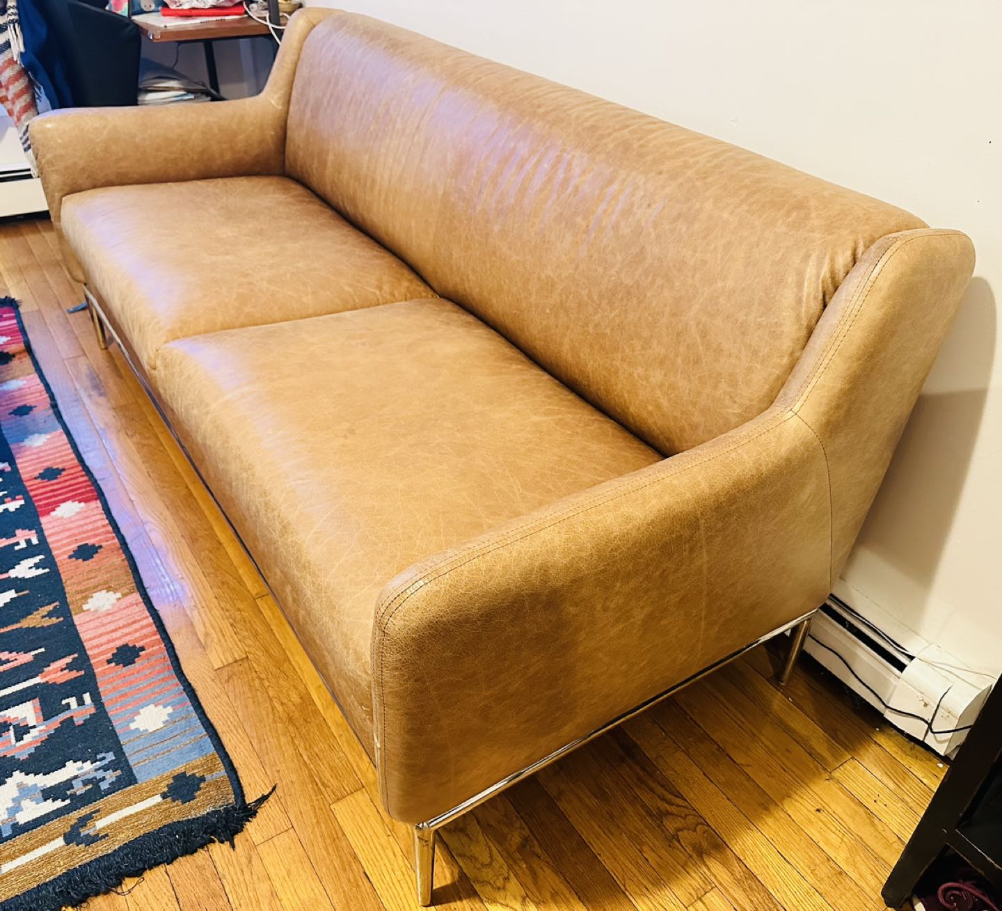 CB2 Leather Couch in Brown - photo 3