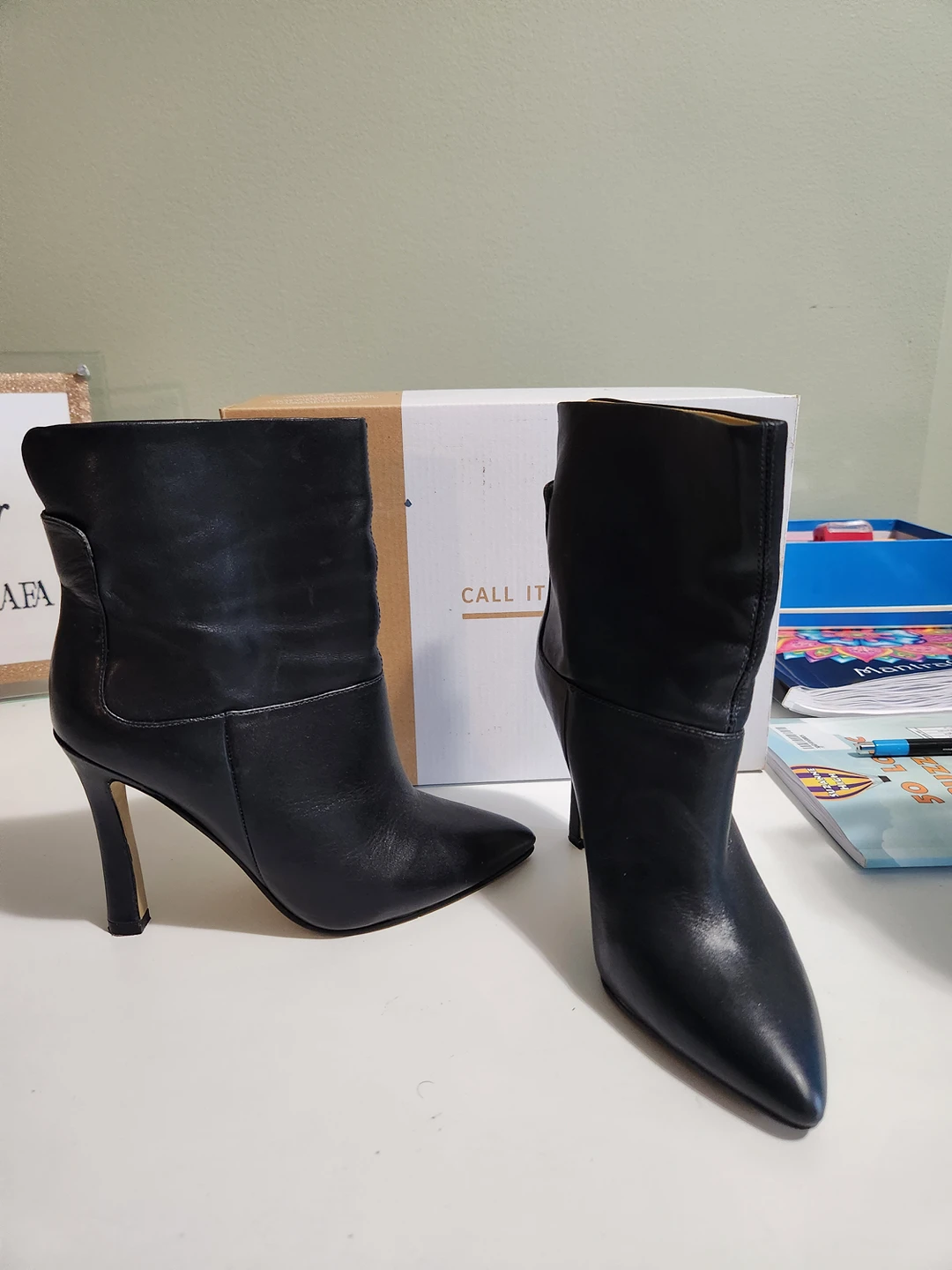 Dark Navy Bootie Heels thumbnail